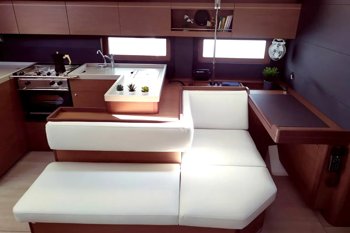 Salon of Infinity, a Beneteau Oceanis 51.1 sailboat at Municipal Unit of Lefkada, Greece