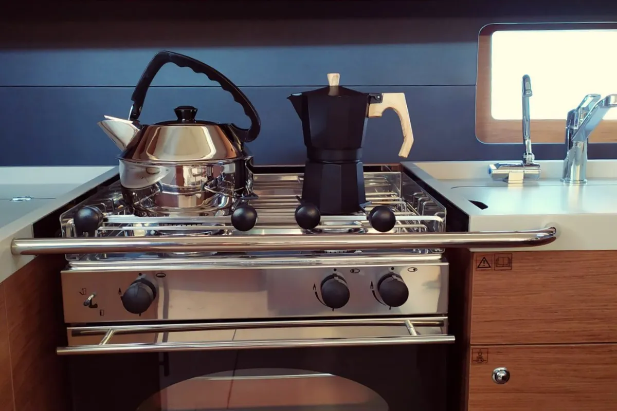 Galley of Infinity, a Beneteau Oceanis 51.1 sailboat at Municipal Unit of Lefkada, Greece