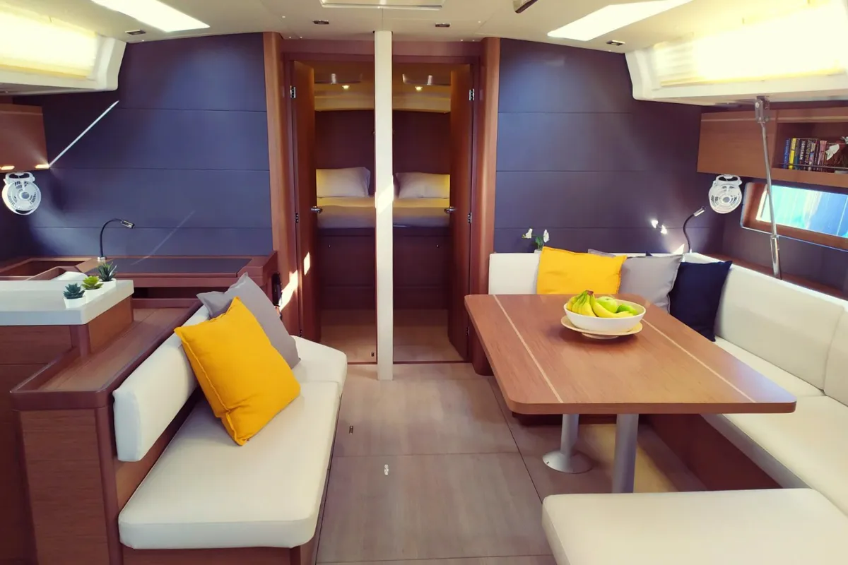 Salon of Infinity, a Beneteau Oceanis 51.1 sailboat at Municipal Unit of Lefkada, Greece