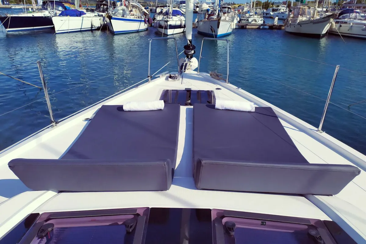 Deck of Infinity, a Beneteau Oceanis 51.1 sailboat at Municipal Unit of Lefkada, Greece