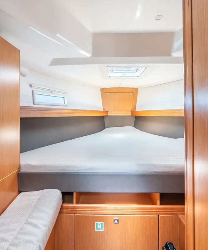 Cabin on Alkyoni, a Bavaria Cruiser 41 sailboat at Rhodes, Greece