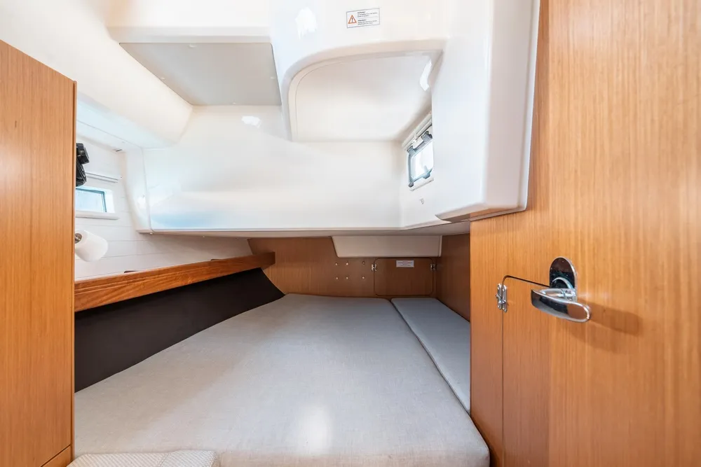 Cabin on Alkyoni, a Bavaria Cruiser 41 sailboat at Rhodes, Greece
