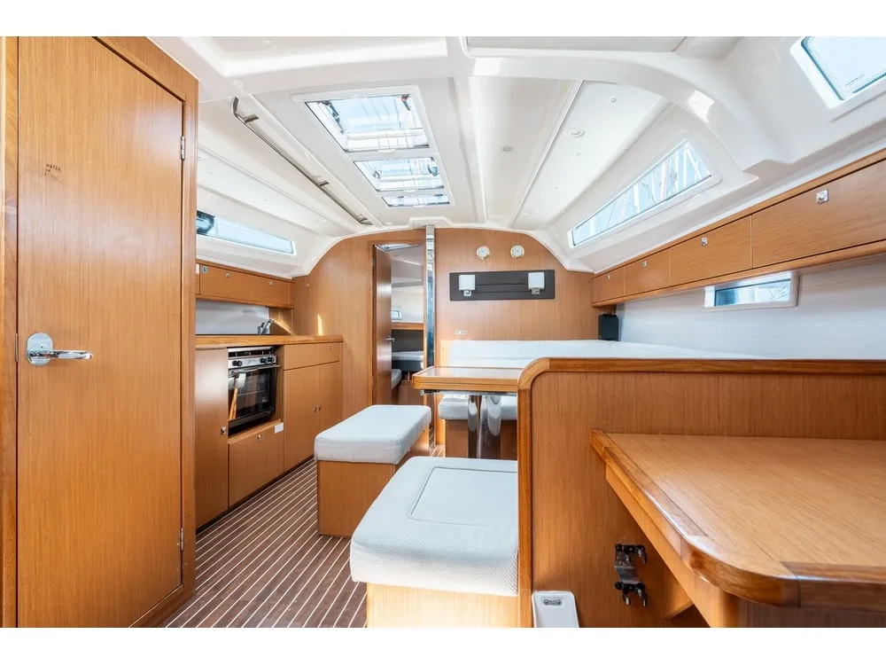 Salon of Alkyoni, a Bavaria Cruiser 41 sailboat at Rhodes, Greece