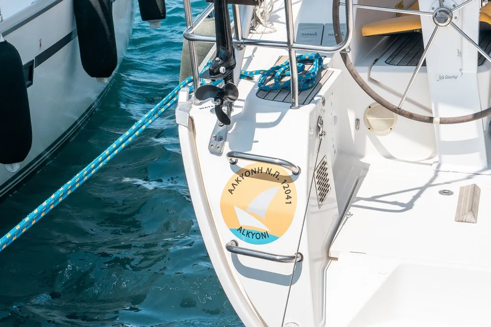 Alkyoni, a Bavaria Cruiser 41 sailboat at Rhodes, Greece