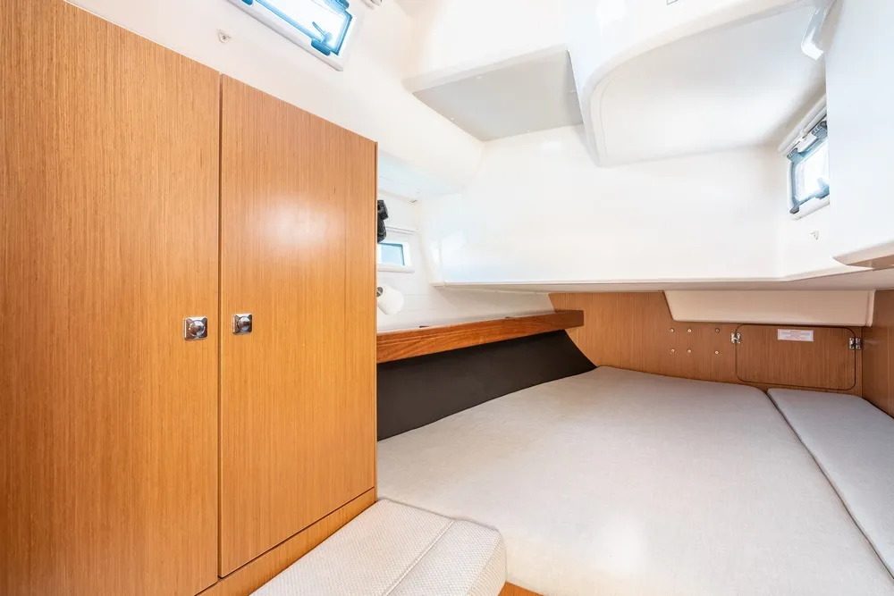 Cabin on Alkyoni, a Bavaria Cruiser 41 sailboat at Rhodes, Greece