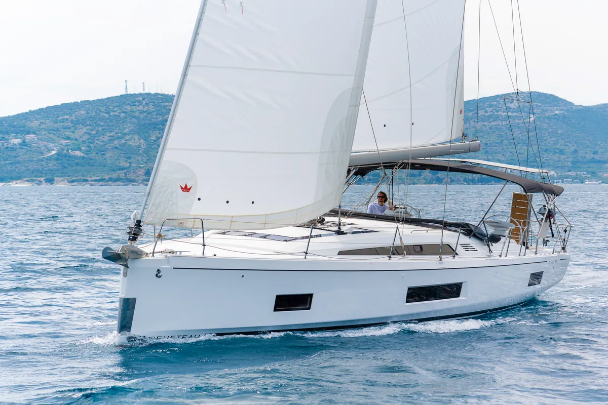 Exterior view of Joanna, a Beneteau Oceanis 46.1 sailboat at Volos, Greece