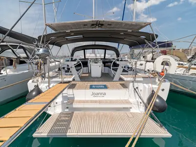 Deck of Joanna, a Beneteau Oceanis 46.1 sailboat at Volos, Greece