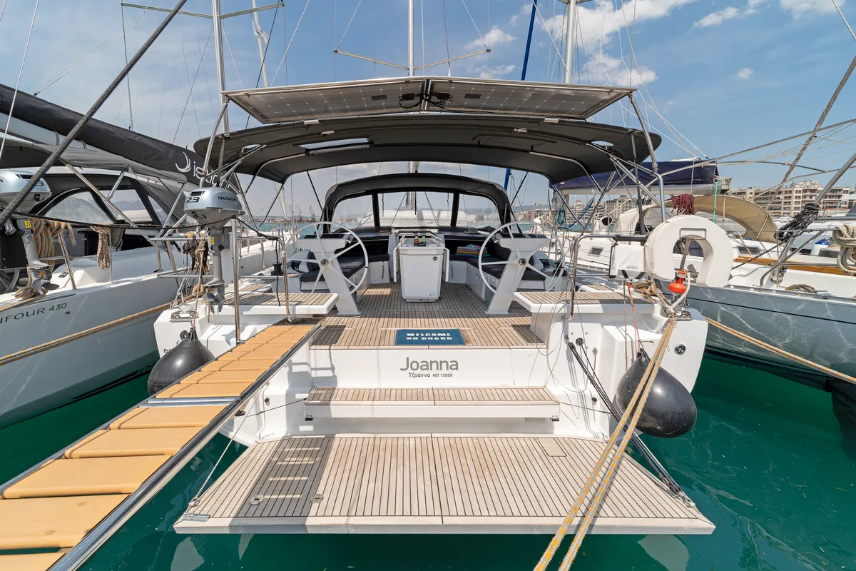 Deck of Joanna, a Beneteau Oceanis 46.1 sailboat at Volos, Greece