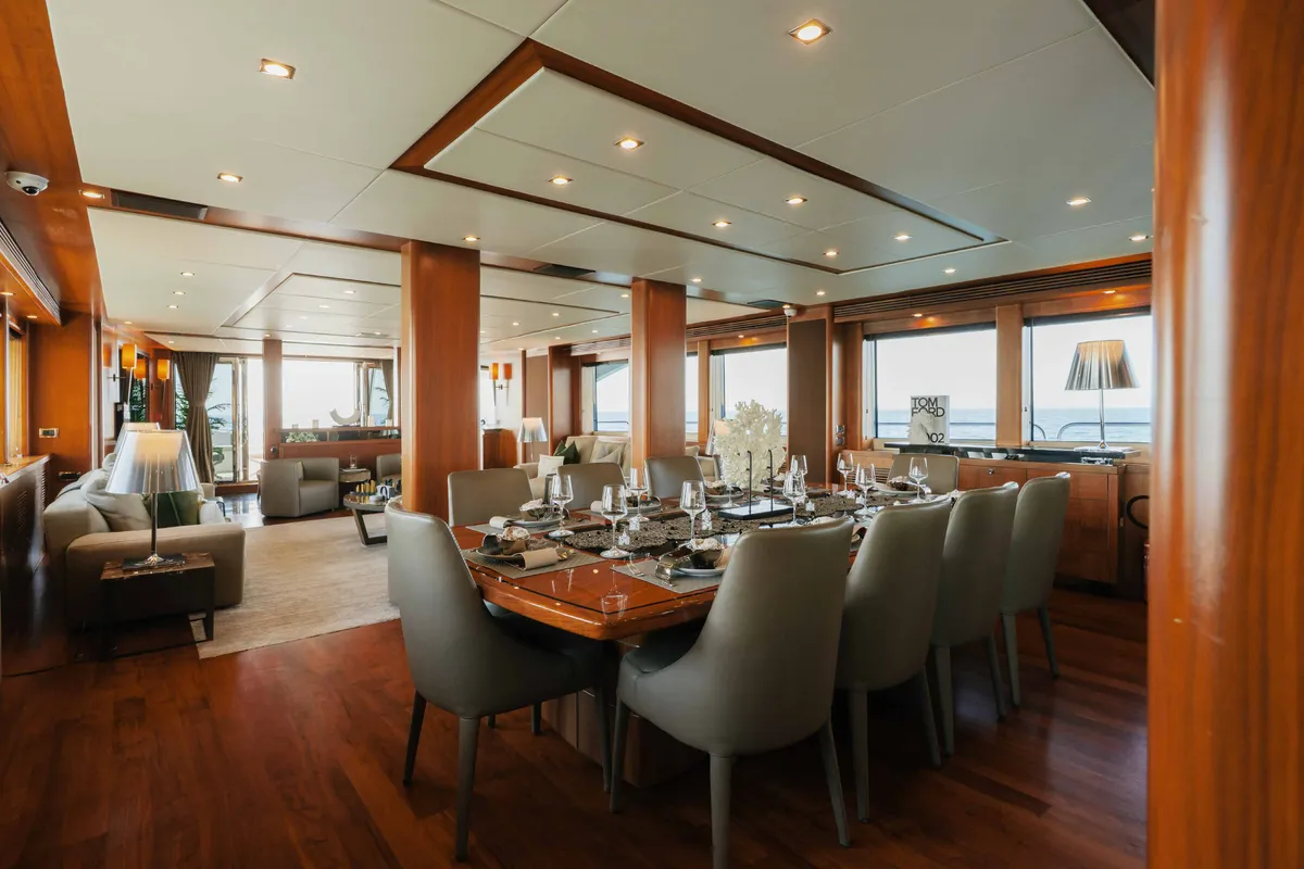 Salon of Encore, a Luxury Motor Yacht motor yacht at Dubai Harbour, United Arab Emirates