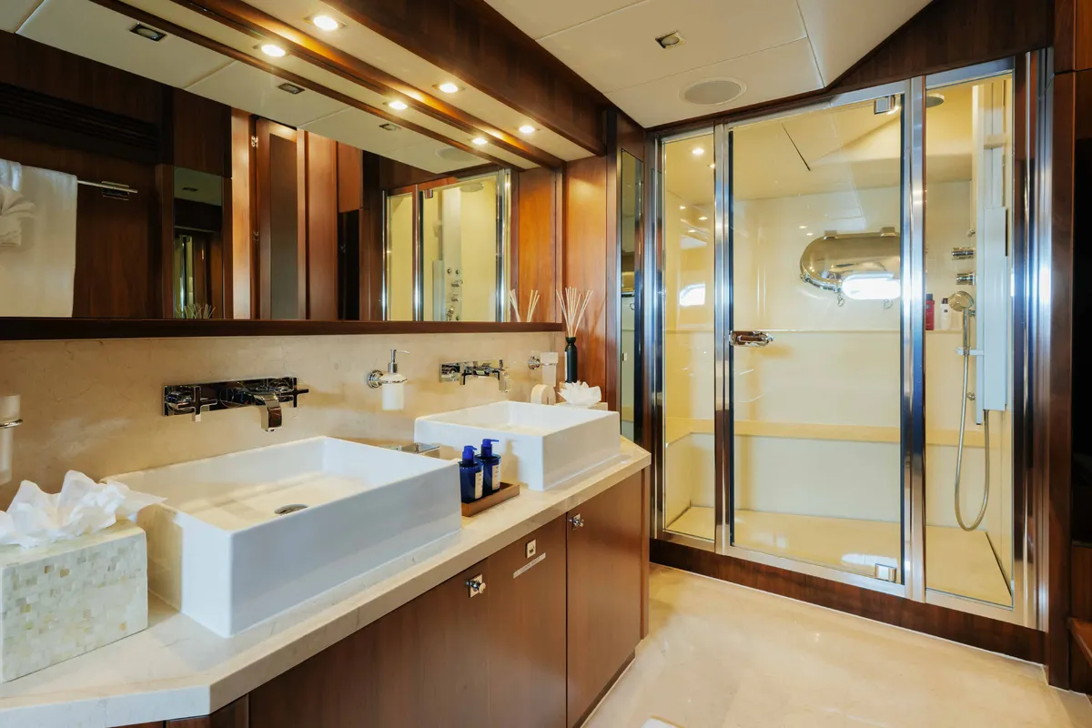 Head on Encore, a Luxury Motor Yacht motor yacht at Dubai Harbour, United Arab Emirates