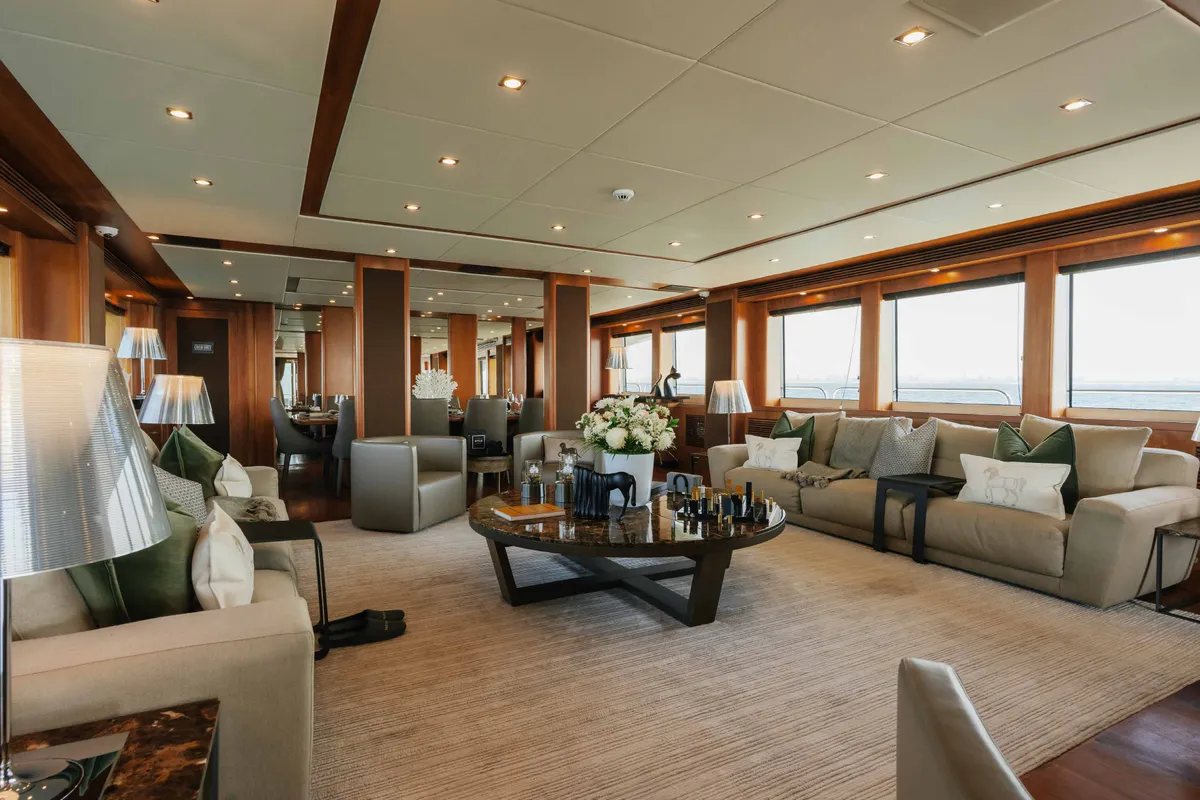 Salon of Encore, a Luxury Motor Yacht motor yacht at Dubai Harbour, United Arab Emirates