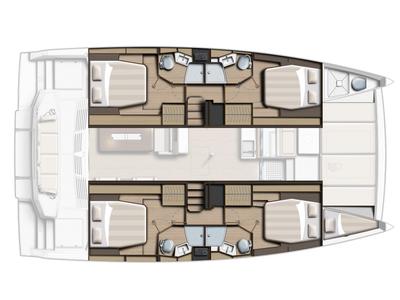 Floor plan of Sara, a Bali 4.4 catamaran at Cannigione, Italy