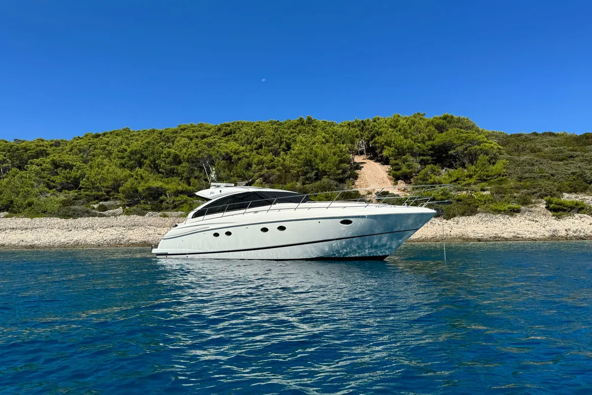 Chablis, a Princess V53 motor yacht at Makarska, Croatia