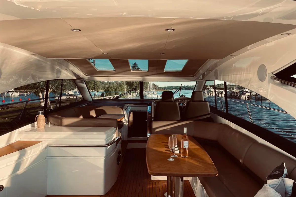 Chablis, a Princess V53 motor yacht at Makarska, Croatia