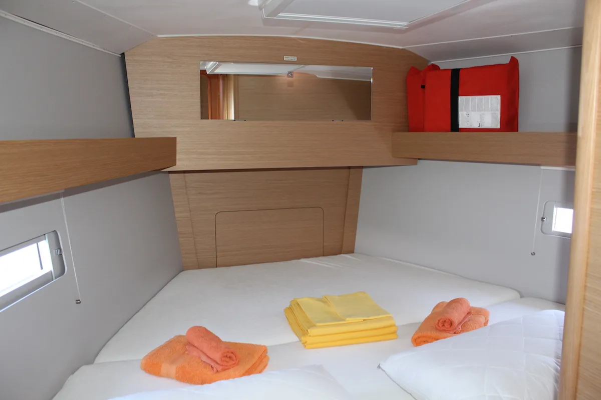 Cabin on Why Not 16, a Dufour 390 Grand Large sailboat at Municipal Unit of Lefkada, Greece