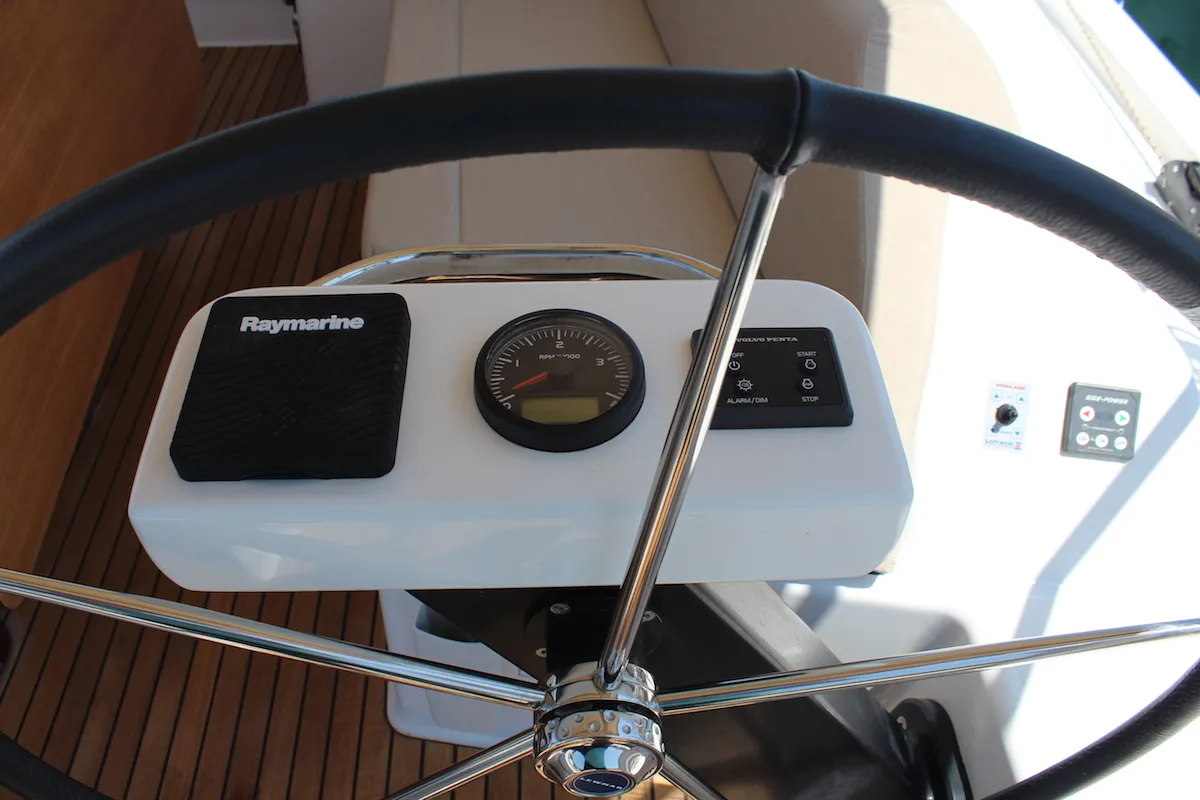 Cockpit of Why Not 16, a Dufour 390 Grand Large sailboat at Municipal Unit of Lefkada, Greece