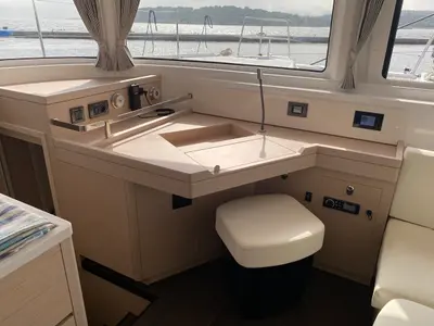 Salon of Archè II, a Lagoon 46 catamaran at Tonnarella, Italy