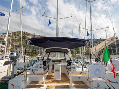 Cabin on Eos, a Beneteau Oceanis 38.1 sailboat at Castellammare del Golfo, Italy