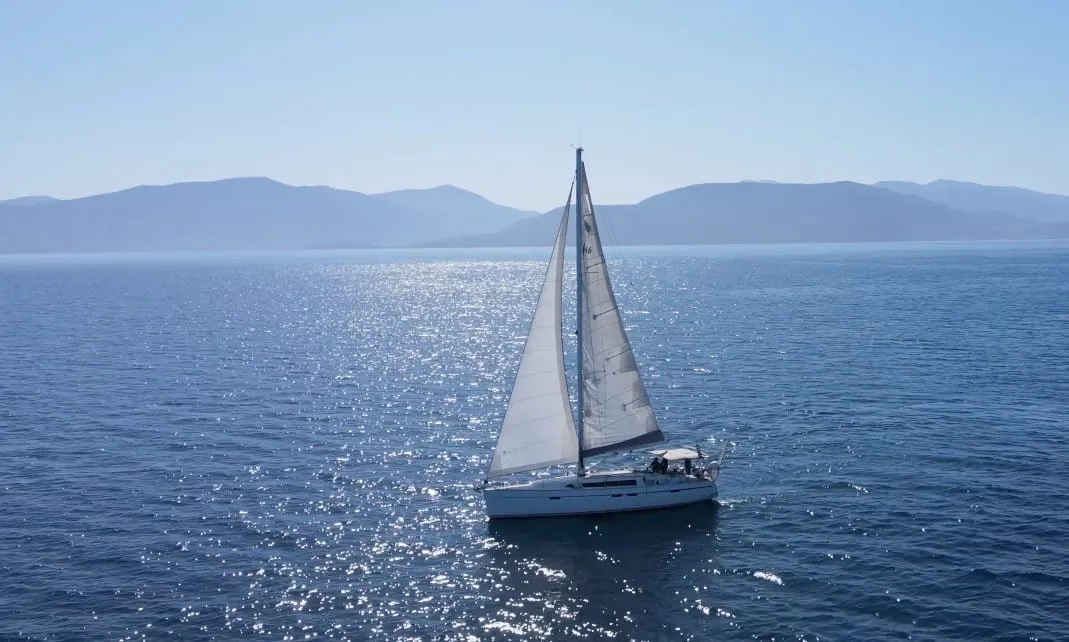Exterior view of Veronica, a Bavaria Cruiser 46 sailboat at Athens, Greece
