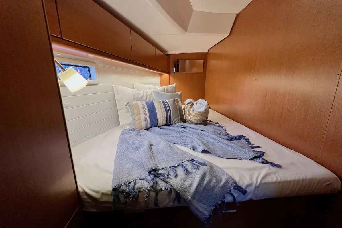 Cabin on Veronica, a Bavaria Cruiser 46 sailboat at Athens, Greece