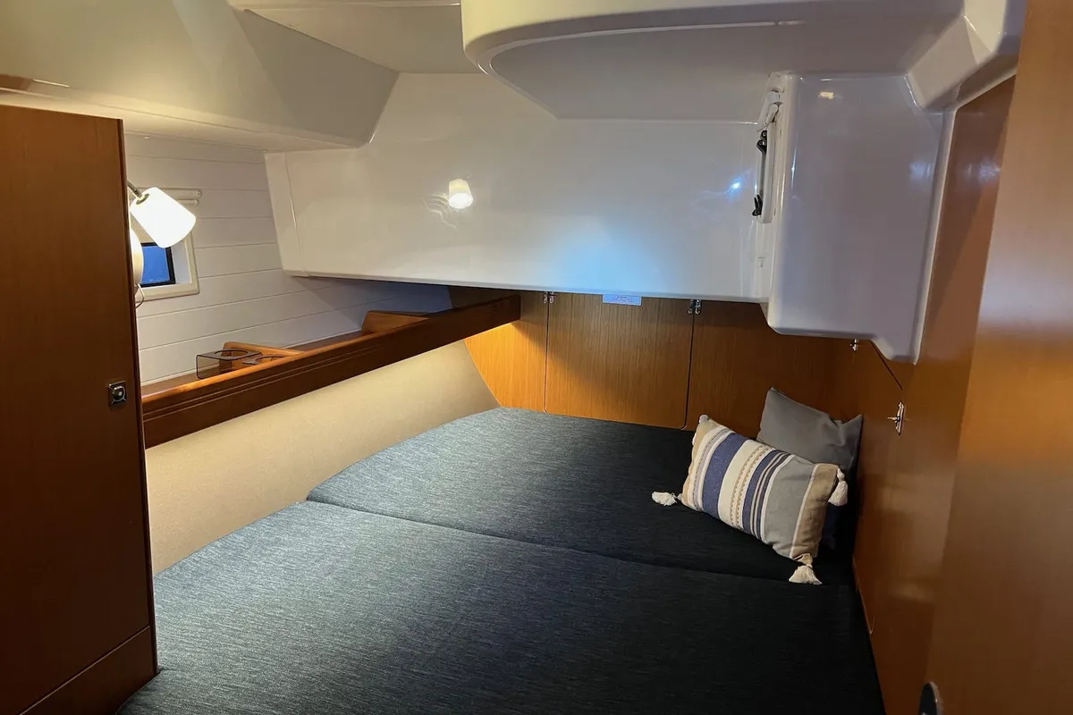 Cabin on Veronica, a Bavaria Cruiser 46 sailboat at Athens, Greece