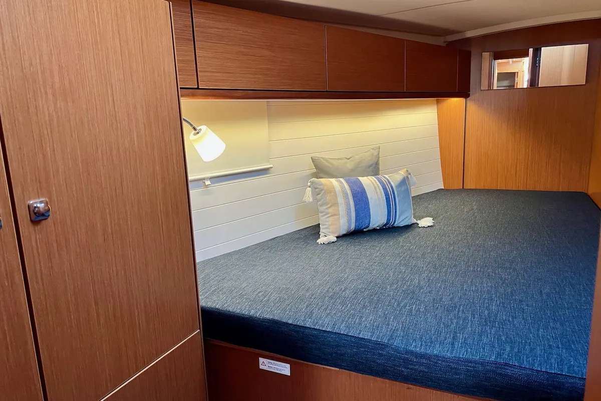 Cabin on Veronica, a Bavaria Cruiser 46 sailboat at Athens, Greece