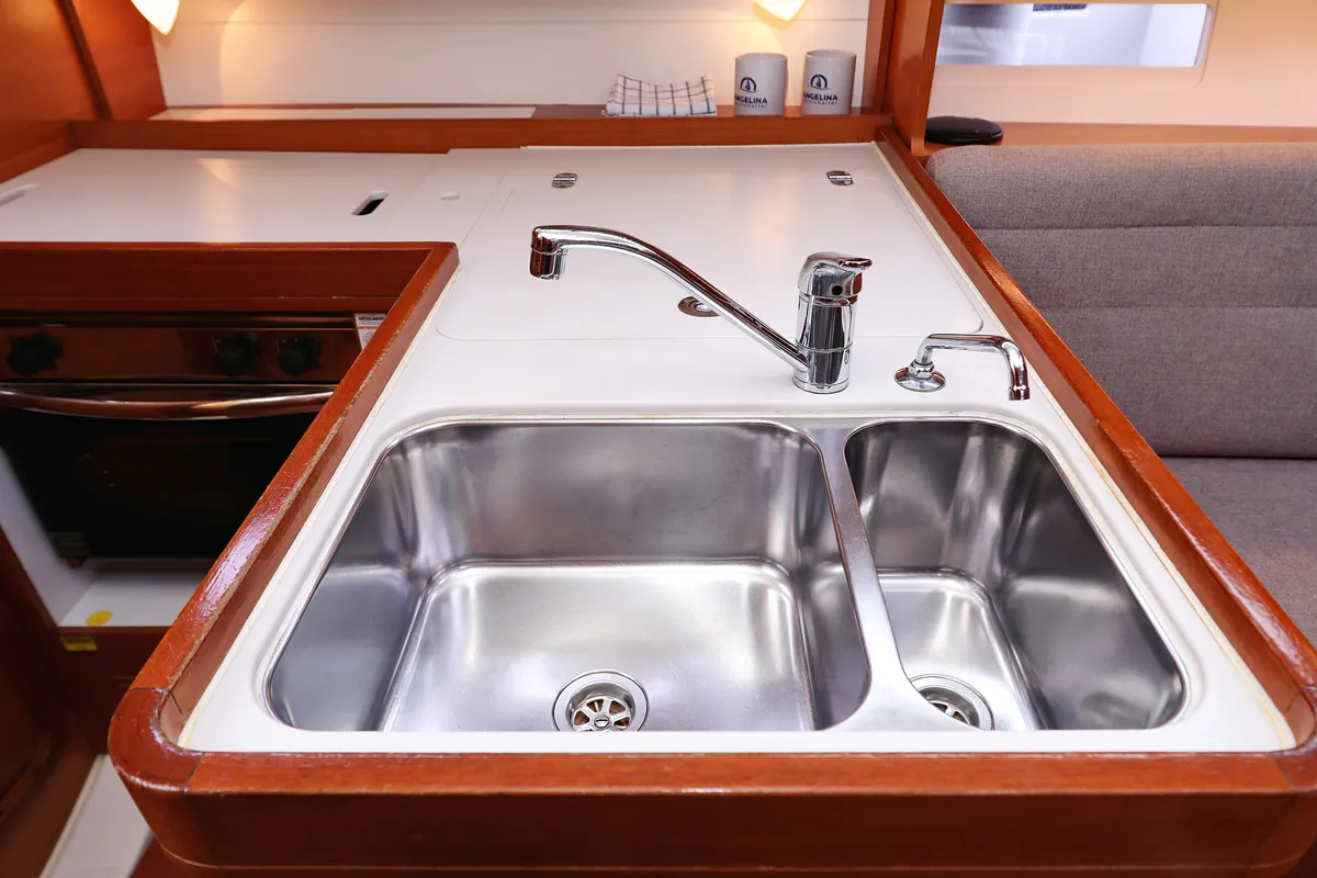 Galley of Feniks, a Dufour 350 GL sailboat at Grad Vodice, Croatia