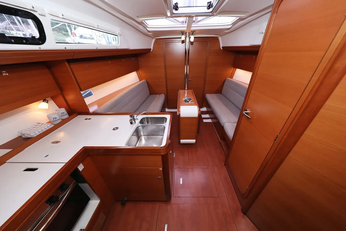 Salon of Feniks, a Dufour 350 GL sailboat at Grad Vodice, Croatia