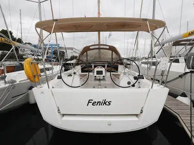 Cockpit of Feniks, a Dufour 350 GL sailboat at Grad Vodice, Croatia