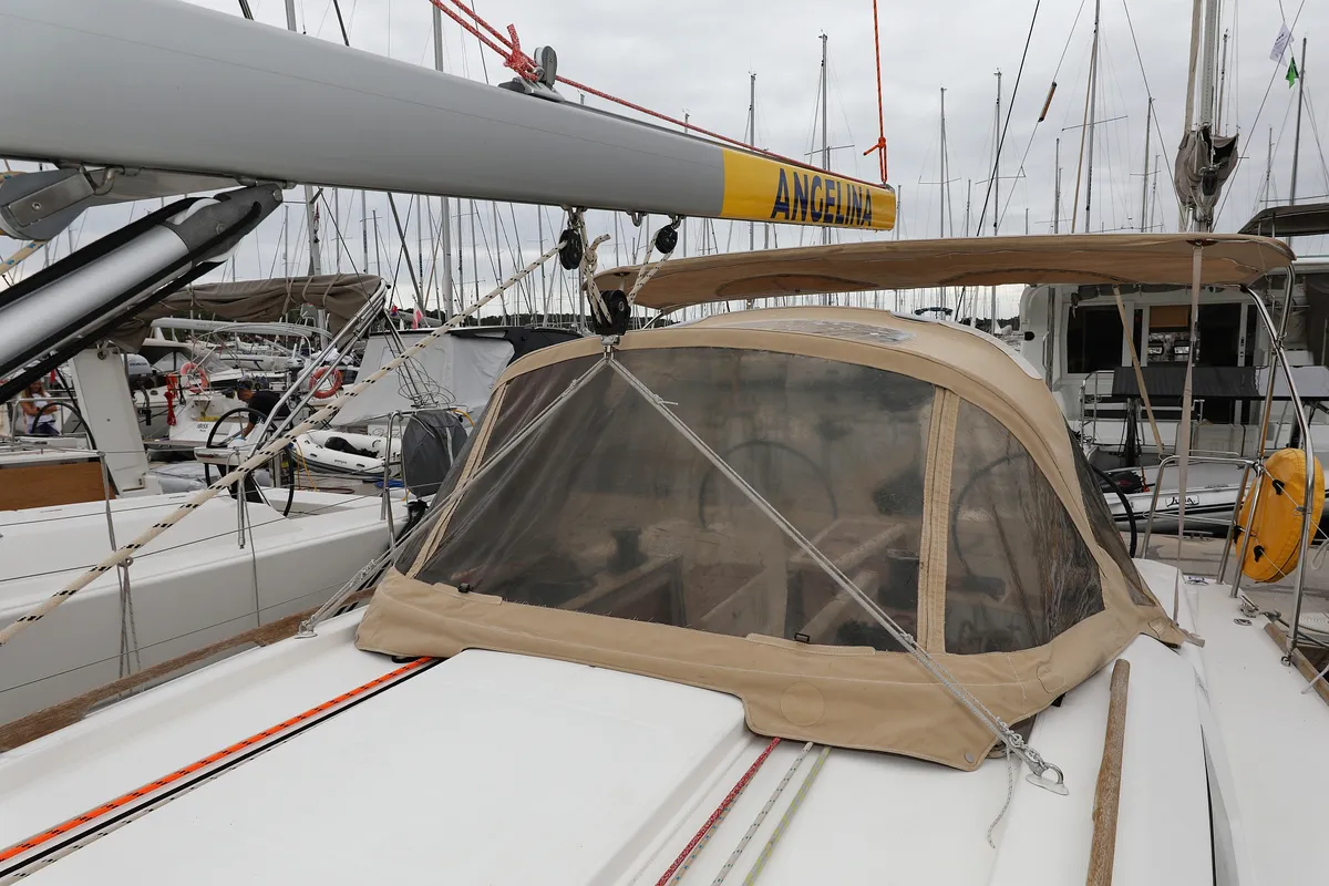 Deck of Feniks, a Dufour 350 GL sailboat at Grad Vodice, Croatia