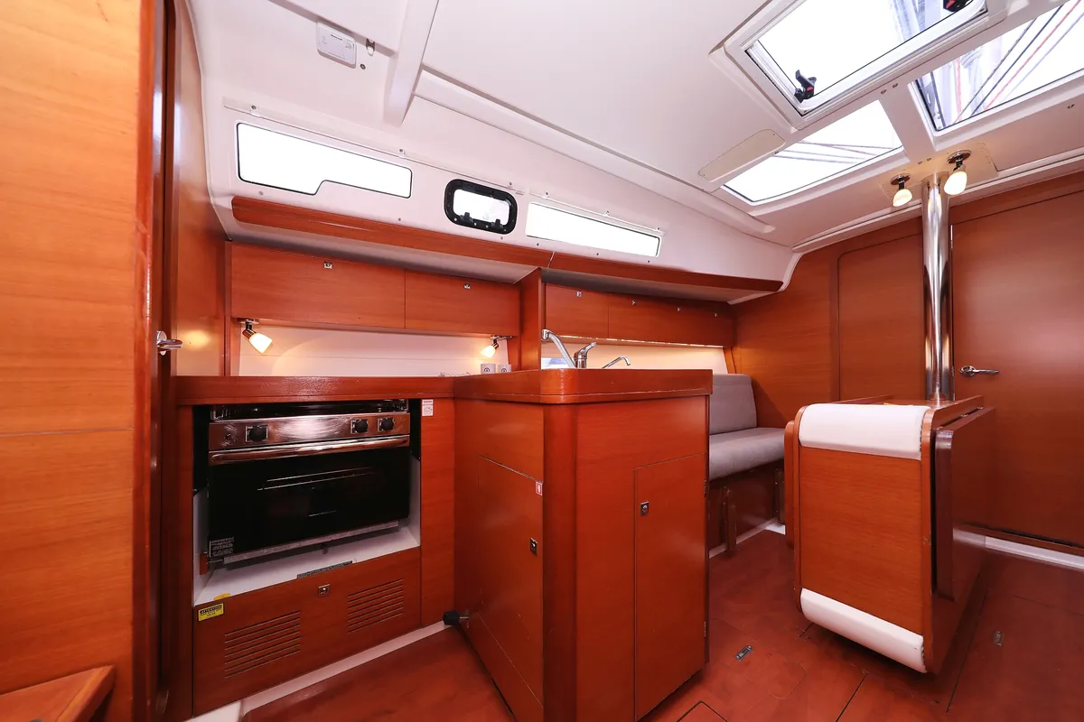 Galley of Feniks, a Dufour 350 GL sailboat at Grad Vodice, Croatia
