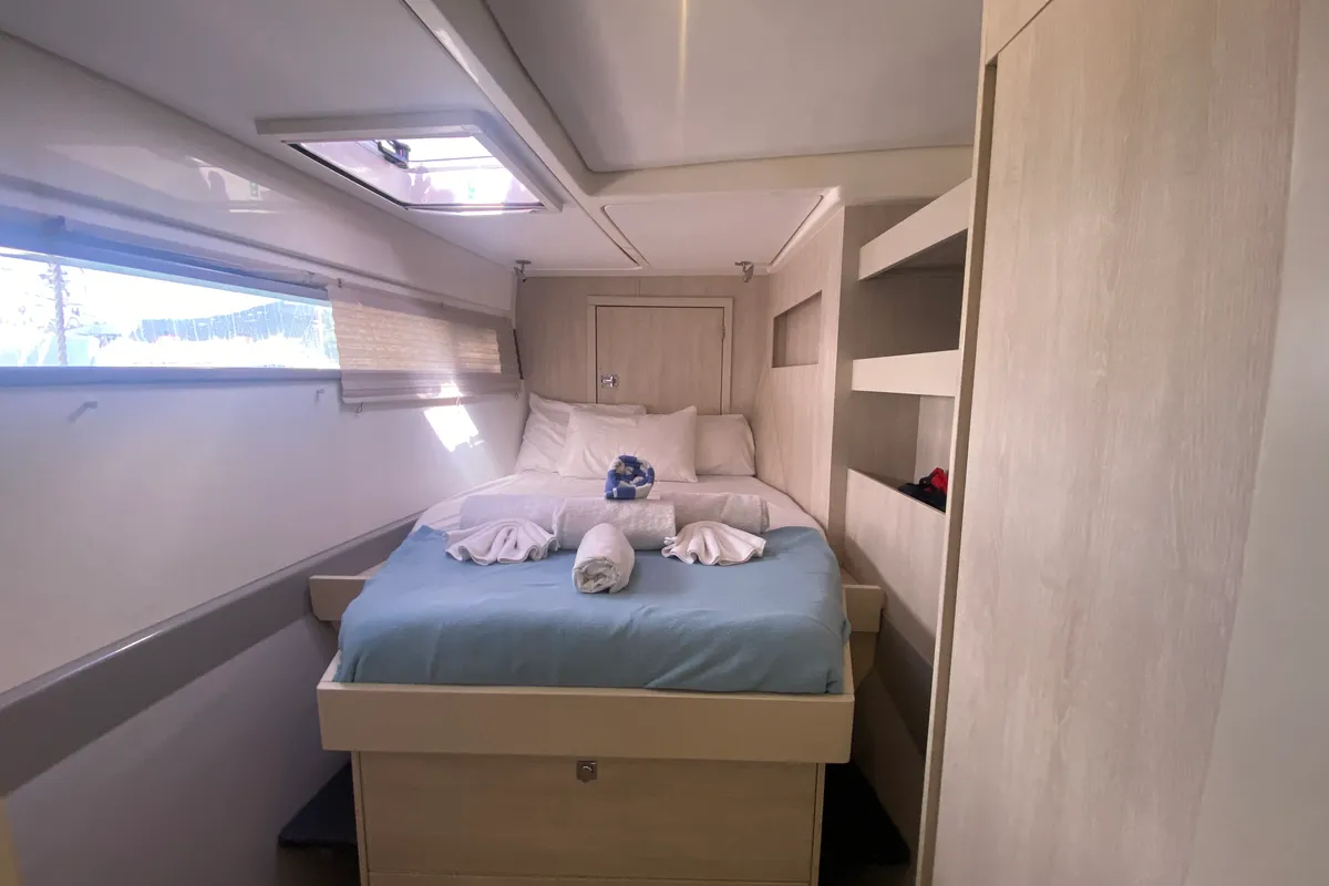 Cabin on Amused, a Leopard 48 catamaran at Road Town, British Virgin Islands