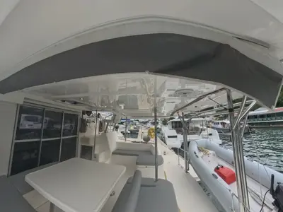 Deck of Amused, a Leopard 48 catamaran at Road Town, British Virgin Islands