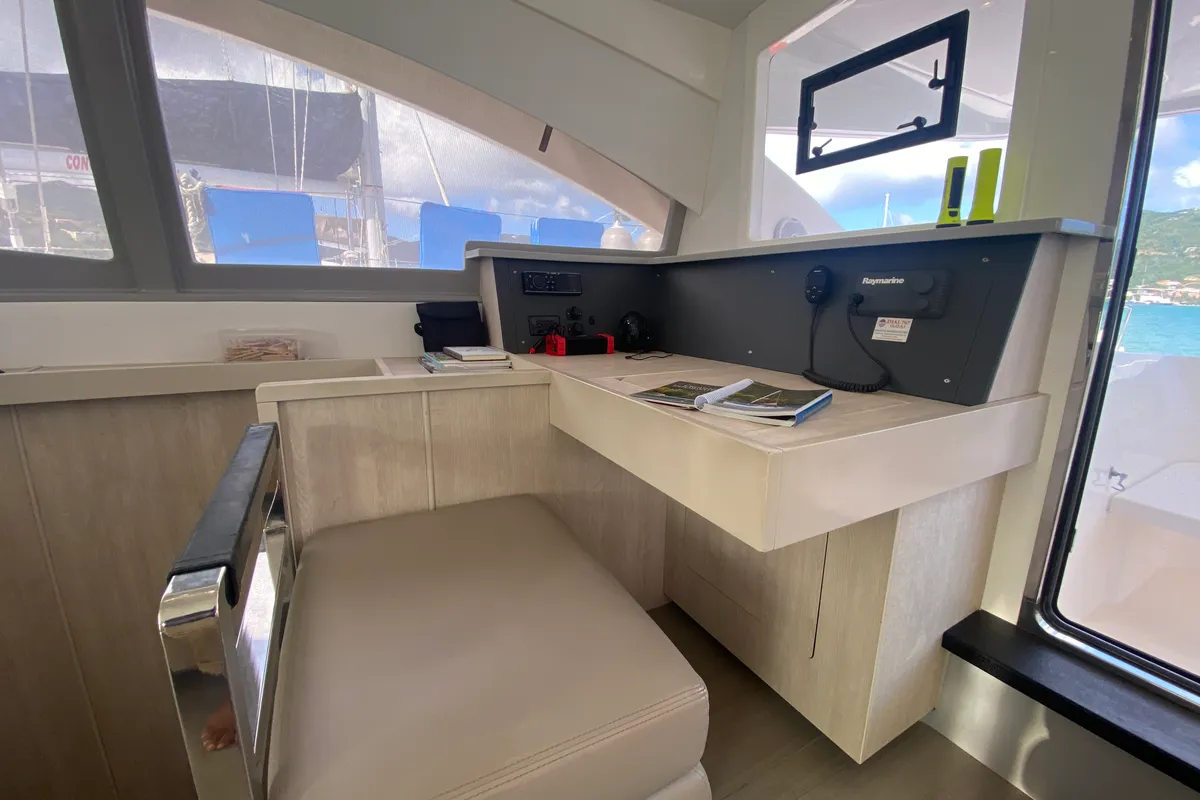 Salon of Amused, a Leopard 48 catamaran at Road Town, British Virgin Islands