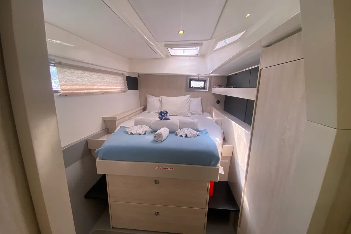 Cabin on Amused, a Leopard 48 catamaran at Road Town, British Virgin Islands
