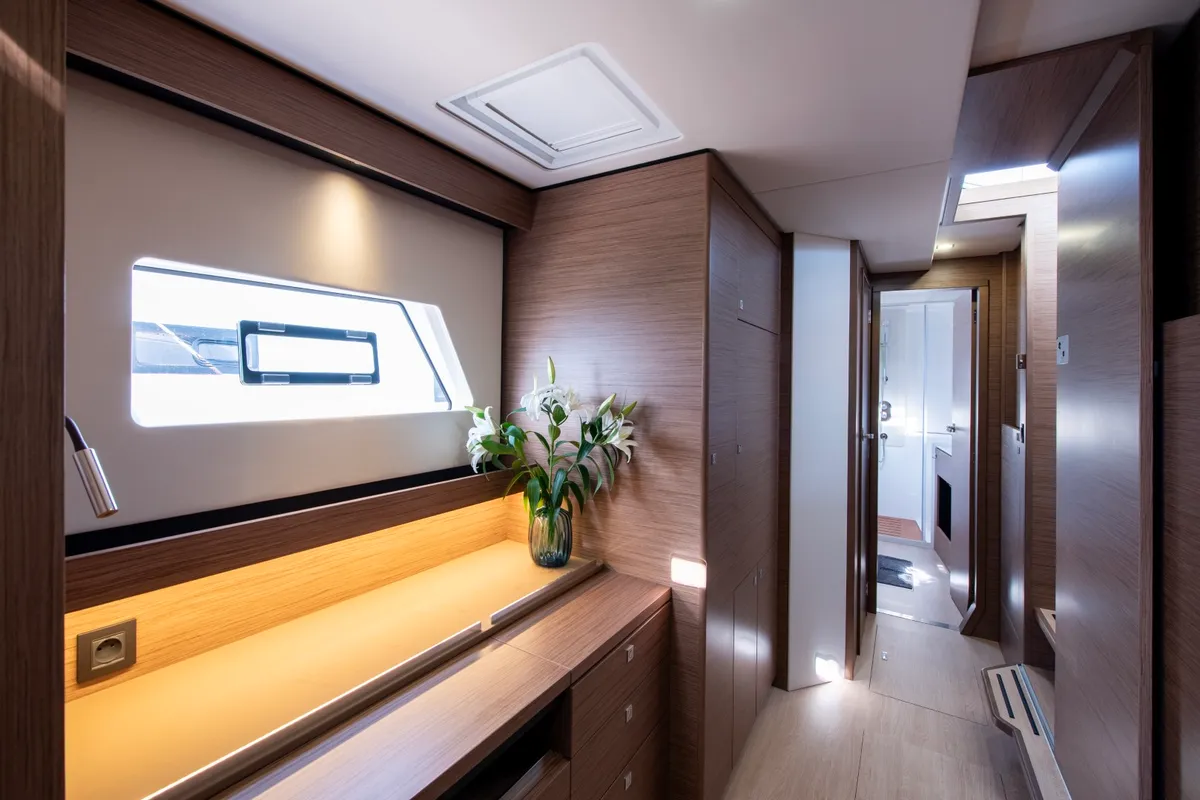 Luna, a Nautitech 48 Open catamaran at Lavrion, Greece