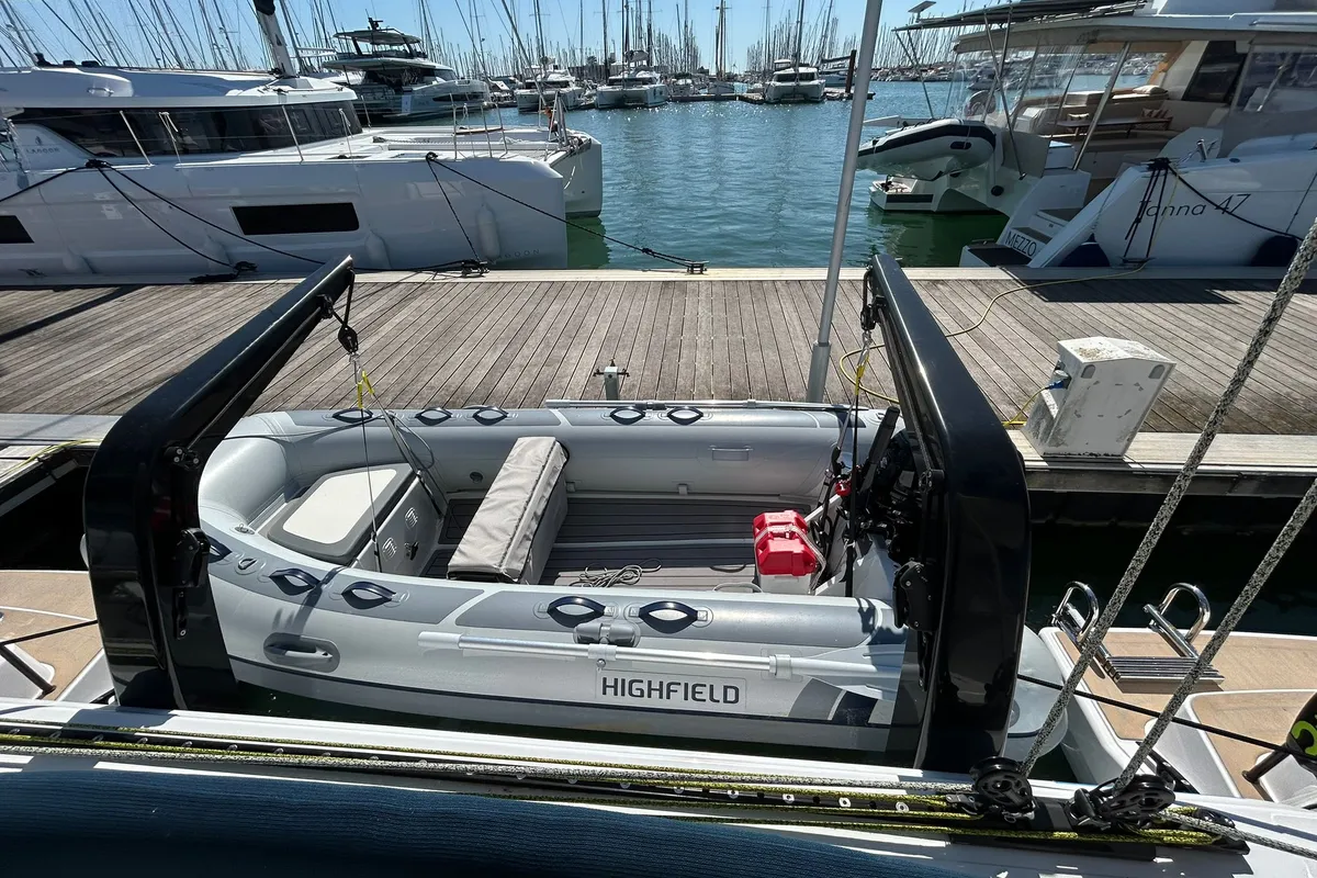 Luna, a Nautitech 48 Open catamaran at Lavrion, Greece