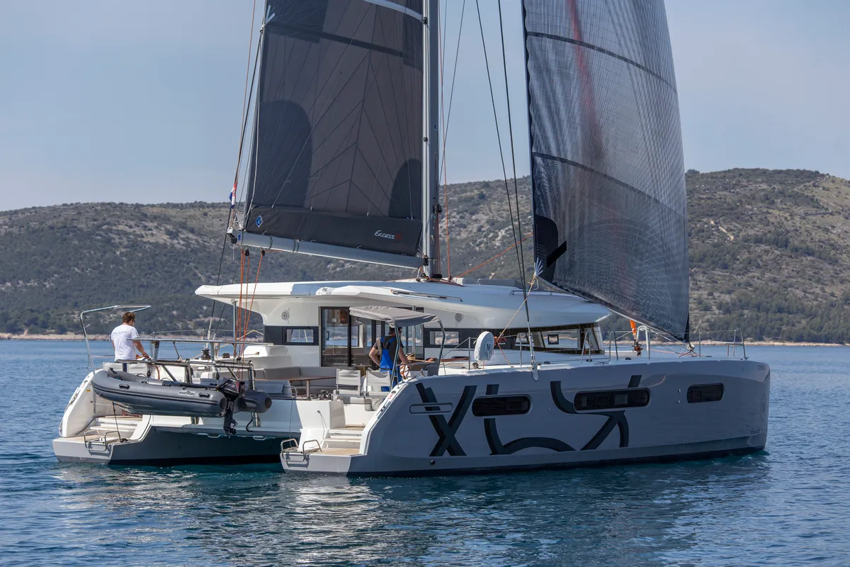 Exterior view of White Lotus, a Excess 15 catamaran at Mytikas, Greece