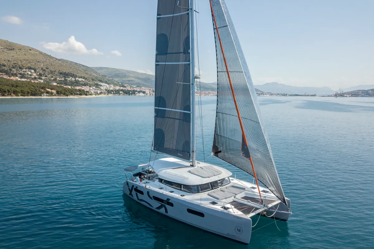 Exterior view of White Lotus, a Excess 15 catamaran at Mytikas, Greece