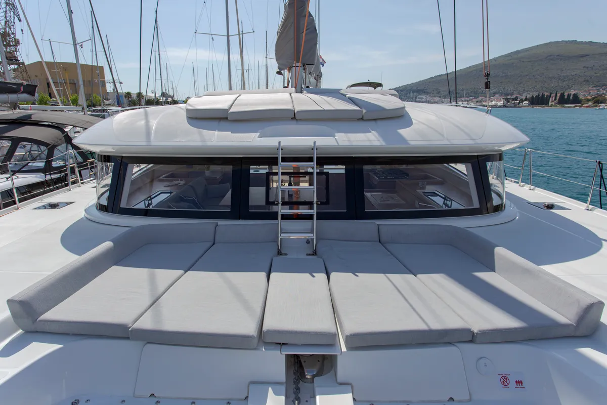 Deck of White Lotus, a Excess 15 catamaran at Mytikas, Greece