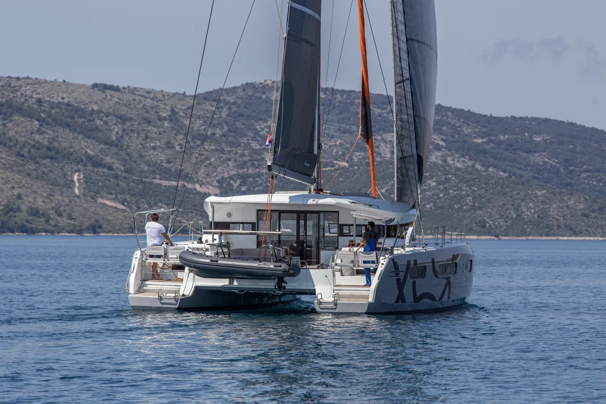 Exterior view of White Lotus, a Excess 15 catamaran at Mytikas, Greece