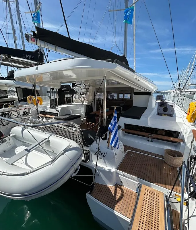 Deck of Zen 2, a Lagoon 43 catamaran at Athens, Greece
