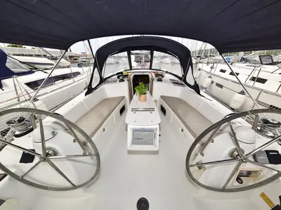 Deck of Playmaker, a Beneteau Oceanis 43 sailboat at Sukošan, Croatia