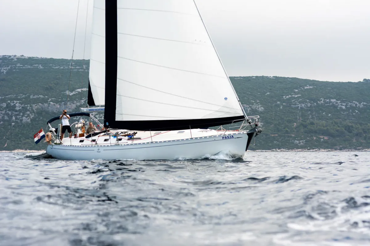 Exterior view of Pasja, a Dufour 45 Classic sailboat at Zadar, Croatia