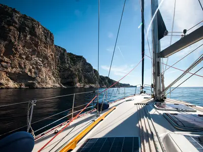 Deck of Pasja, a Dufour 45 Classic sailboat at Zadar, Croatia