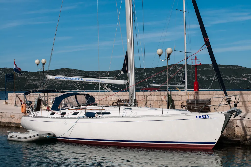 Exterior view of Pasja, a Dufour 45 Classic sailboat at Zadar, Croatia