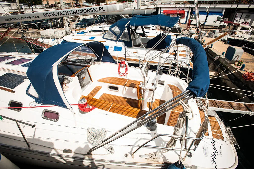 Cockpit of Pasja, a Dufour 45 Classic sailboat at Zadar, Croatia