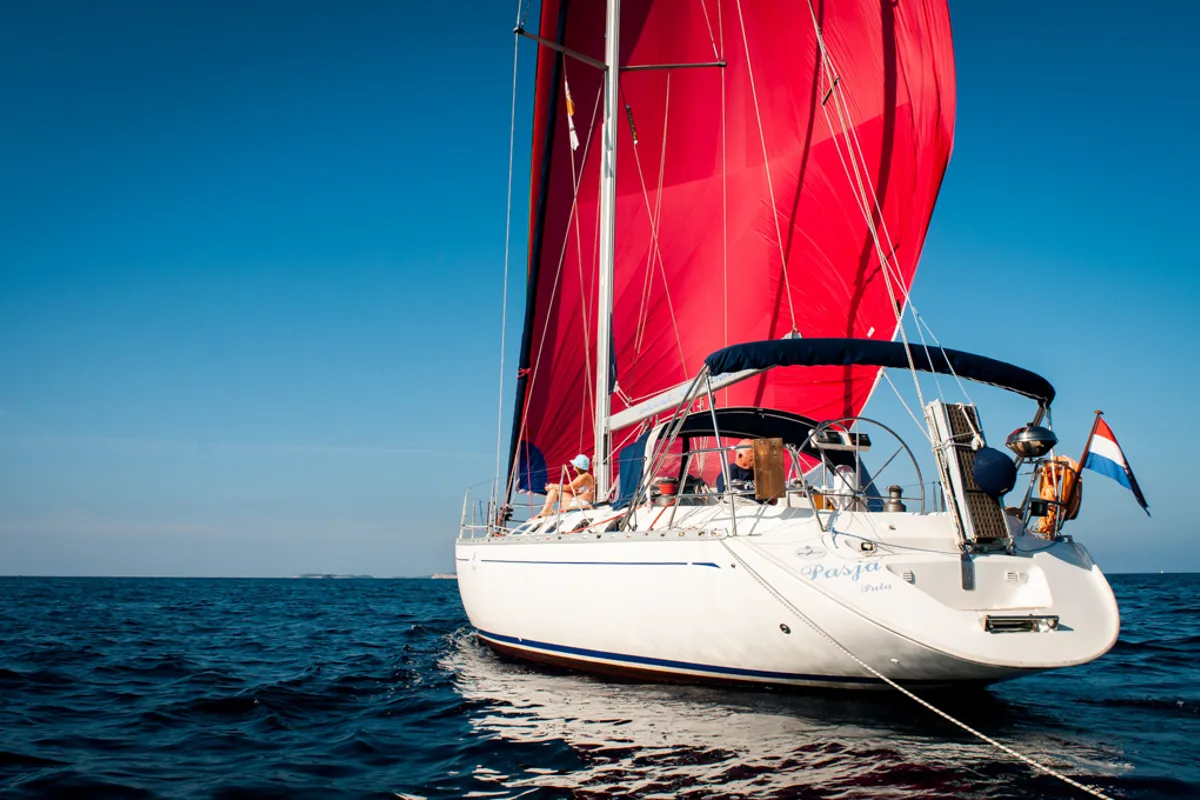 Exterior view of Pasja, a Dufour 45 Classic sailboat at Zadar, Croatia