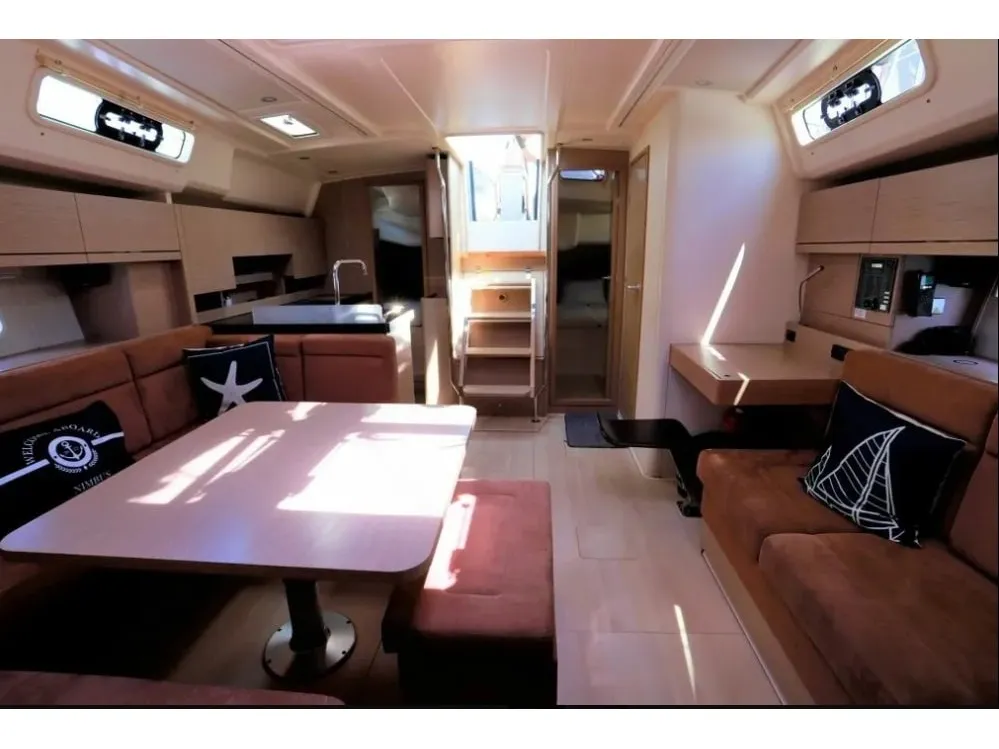 Salon of AF-H458, a Hanse 458 sailboat at Athens, Greece