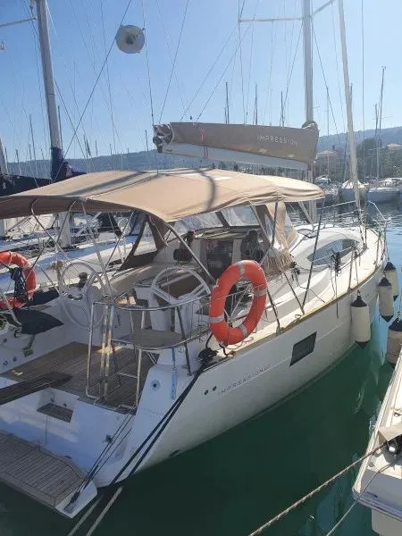 Exterior view of KARLETA, a Elan Impression 40 sailboat at Baška Voda, Croatia